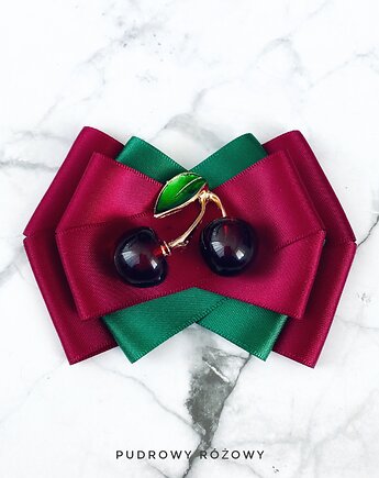 Brosza z kolekcji z wisienkami z dużą wiśnią, Pudrowy Różowy