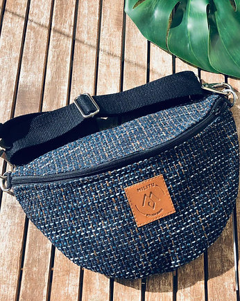 Nerka / torebka z plecionki tapicerskiej "Mili Belt Bag L" - granatowa, Militu