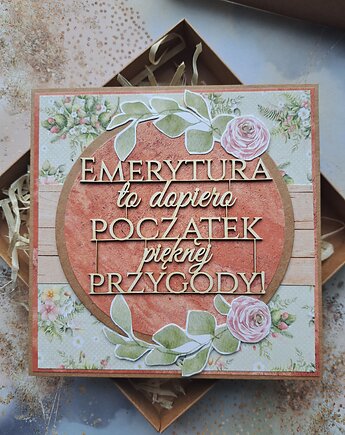 Kartka z okazji przejścia na emeryturę dla kobiety (pudełko), Kartkodzielo