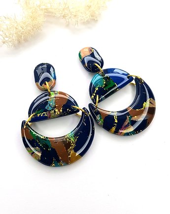Kolczyki księżyce Boho granatowe, Luci and Love