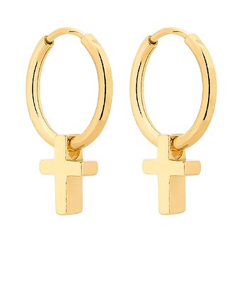 Złote kolczyki koła z krzyżykami, SOTHO