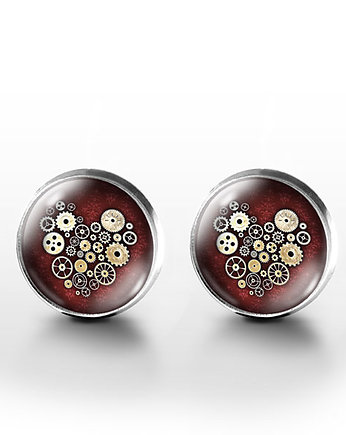 Kolczyki sztyfty - Steampunk - grafika, yenoo