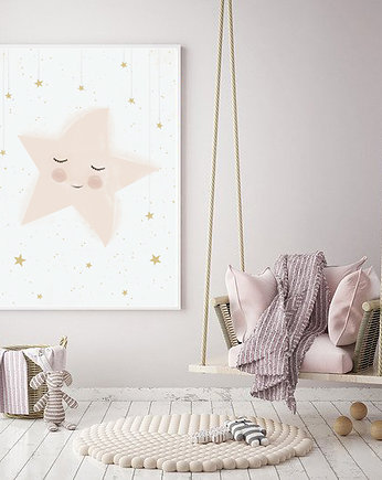 Gwiazdka  pudrowy róż  50x70 cm, OKAZJE - Prezent na Ślub