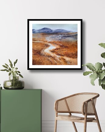 Obraz akwarelowy "Ptaki" oprawiony w passe-partout 40x50 cm, Betańska Studio