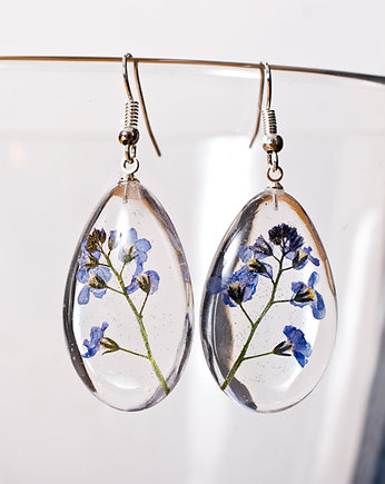 Kolczyki z niezapominajkami - żywica, srebro, So Jewelry