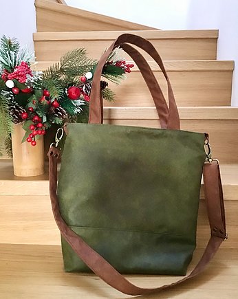 Torba hobo L - zieleń, koniak, PRACOWNIA 166