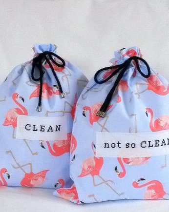 ZAMÓWIENIE: Pink Flamingos -  travel bags, metka by traczka