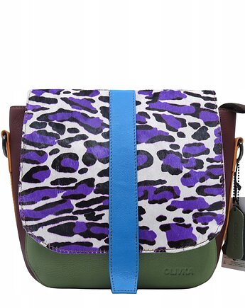 Torebka damska klasyczna skórzana regulowany pasek klapka wzór OLIVKA, Olivka Warsaw