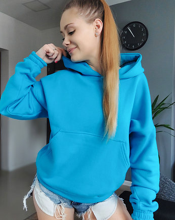BLUZA Z KAPTUREM I272 Turkus, sentley