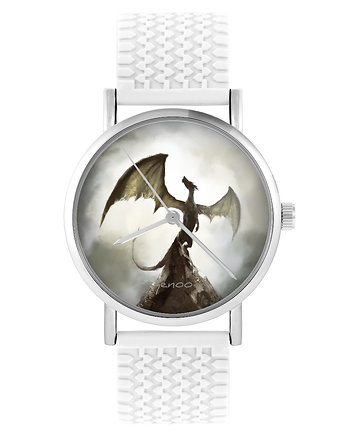 Zegarek - Smok cienia - silikonowy, biały, OSOBY - Prezent dla Chłopaka