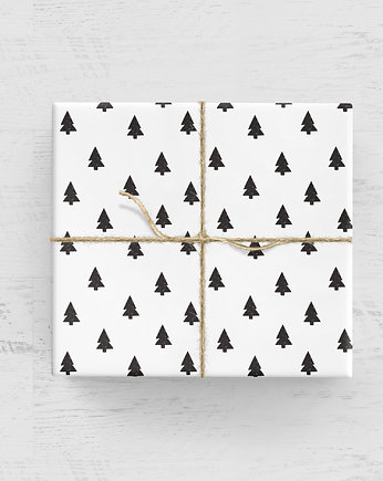 papier do pakowania -czarne drzewka 212w, Wrap and Pack