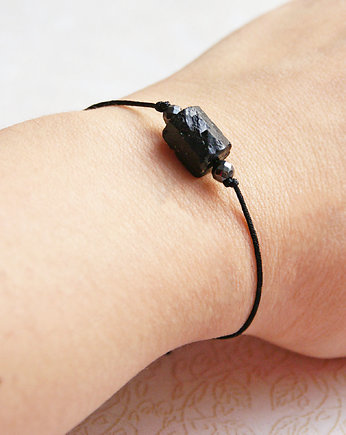 Ochronna bransoletka - czarny turmalin : czarny sznurek, kaktusia