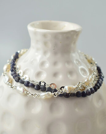 Szafir z perłami - delikatna bransoletka, Sunflower Kornelia Kubinowska