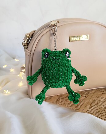 Brelok żabka pluszowa, Brelok do kluczy, Brelok dla dziecka, EcoToysByNastya