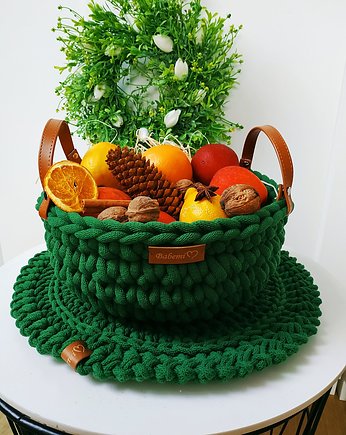 Świąteczny zielony kosz ze sznurka bawełnianego " Bowl Basket", Babemi Love 