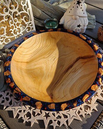 Królewski półmisek z wiązu inkrustowany złotymi kamieniami, Fairytalewood