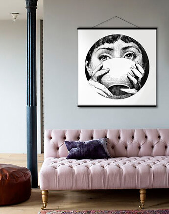 Duży obraz na płótnie - Lina Cavalieri z kubkiem, Dekoracje PATKA Patrycja Kita