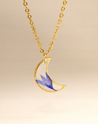 Księżyc z chabrem unikat handmade, Lovely Jewellery