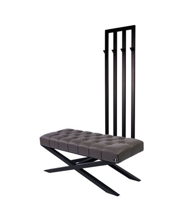 Ławka Metalowa Pikowana Grafit Ekoskóra z Wieszakiem LPM-174, EMRA WOOD DESIGN