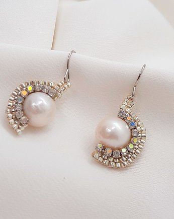 Kolczyki z perłami półksiężyce srebrne, lulukalina