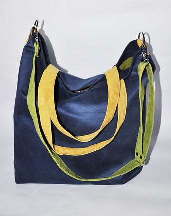 TORBA HOBO XXL - kobalt, żółty, limonka, PRACOWNIA 166
