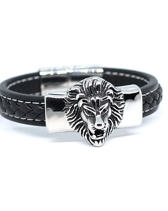 Bransoleta męska skórzana z lwem, Kociokwik Jewelry