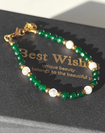 Bransoletka szmaragd kamień księżycowy, NESSING handmade