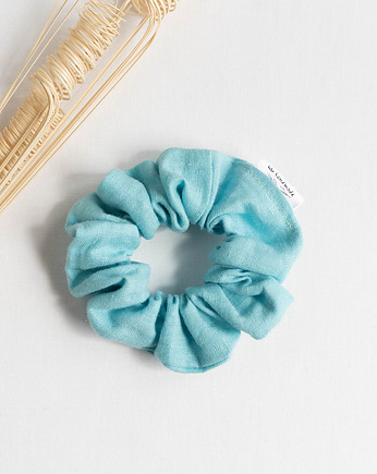 Scrunchie/frotka Len turkus, wu handmade