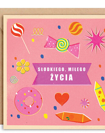 Kartka Słodkiego, miłego życia + koperta, MUKI design