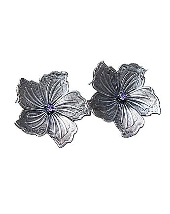 Kolczyki srebrne Flower /violet/, OKAZJE - Prezent na Imieniny
