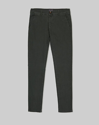 Męskie spodnie materiałowe casual menfi ciemnozielony (z1) slim fit, BORGIO