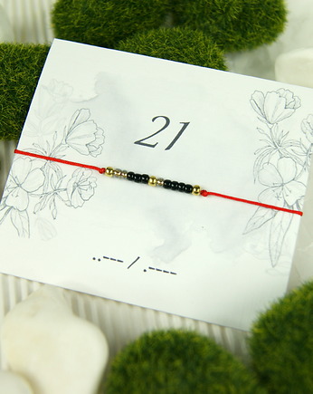 Alfabet morse'a 21 Bransoletka Lucky number, Blue Pearl Art