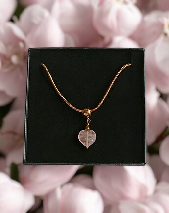 Uroczy naszyjnik: serduszko KWARC TRUSKAWKOWY: wyjątkowy prezent, kaktusia