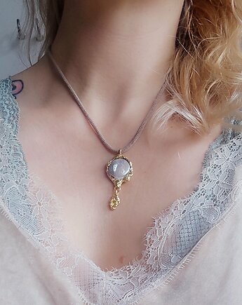 Naszyjnik z dużą perłą i żółtą cyrkonią, Agata Blaszkowska Jewelry