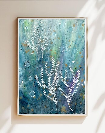 Oryginalna akwarela. Rafa koralowa A4, Malgorzata Domanska