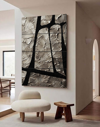 PLATA NEGRO -  4-częściowy obraz do prestiżowego salonu, art and texture