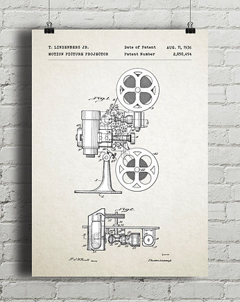 Projektor filmowy - patent - plakat vintage, minimalmill