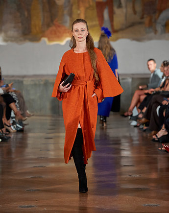 Płaszcz wełniany w kolorze orange, Ewa Zbaraszewska