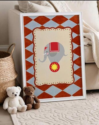 Plakat do pokoju dziecka cyrk ilustracja obrazek, black dot studio