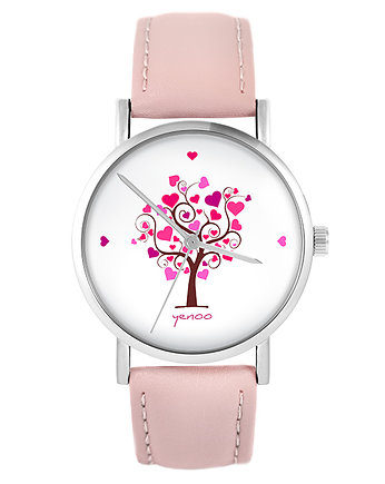 Zegarek - Drzewo miłości - pudrowy róż, yenoo