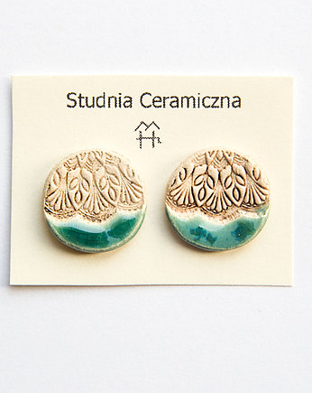 Kolczyki ceramiczne  z wzorem 14mm, studnia ceramiczna