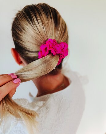 Gumka jedwabna, scrunchie, frotka neon fuchsia MIDI, Capillum
