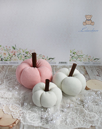 Jesienne dynie dekoracyjne różowo białe 3szt GOTOWE, Lulaczkowo