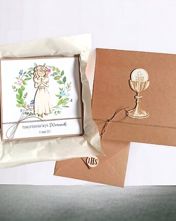 Kartka, personalizacja, pudełko :: kolorowy wianek dziewczynka 2., kaktusia