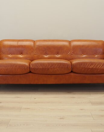 Sofa skórzana ruda, włoski design, lata 70, produkcja: Włochy, Przetwory design