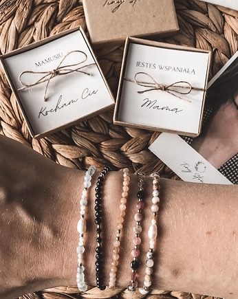 Bransoletka kamienie naturalne prezent Dzień Matki dedykacja, Tiny Stone