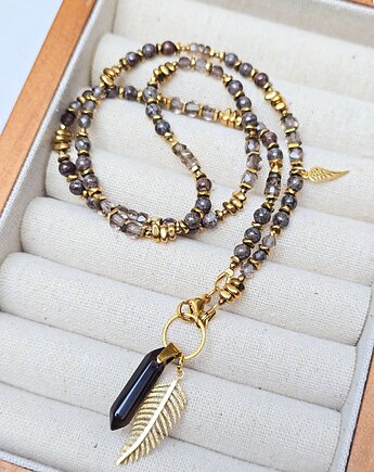 Naszyjnik Brownie II z Kwarcem Dymnym i Obsydianem, ILEA