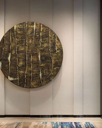 Okrągły obraz - GOLDEN STRIPES - teksturowana dekoracja, art and texture