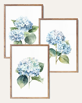 Niebieskie Hortensje - Zestaw trzech grafik, Paperblue Studio