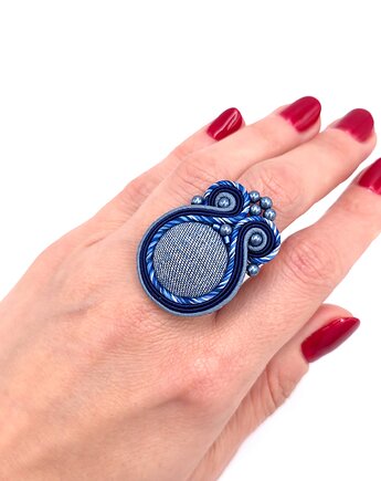 Pierścionek sutasz niebieski dżinsowy Zina regulowany, Katrina Rossa